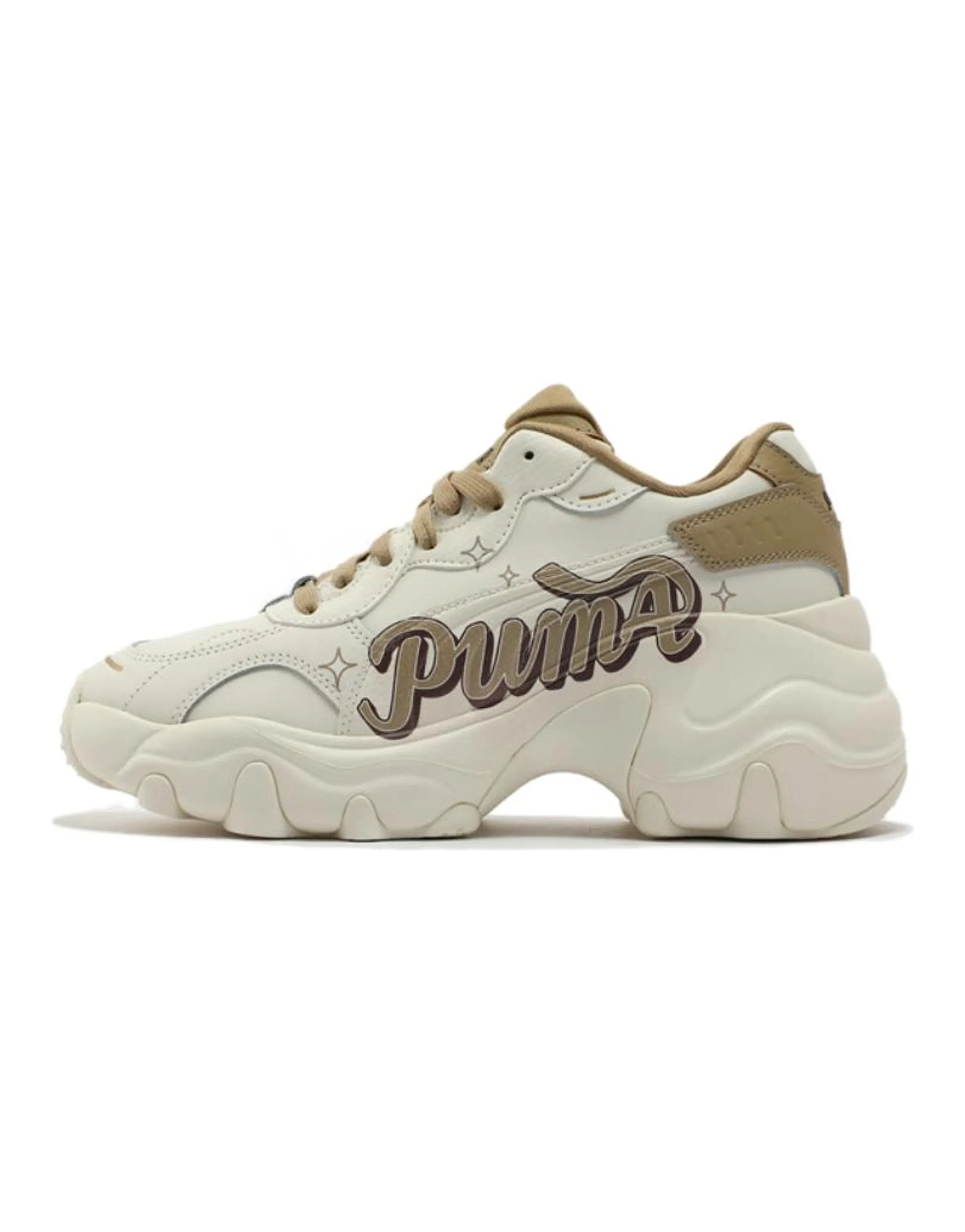 PUMA Pulsar Wedge Anti-Slip Wear-Resistant Low-Top Chunky Sneakers Women's White Brown