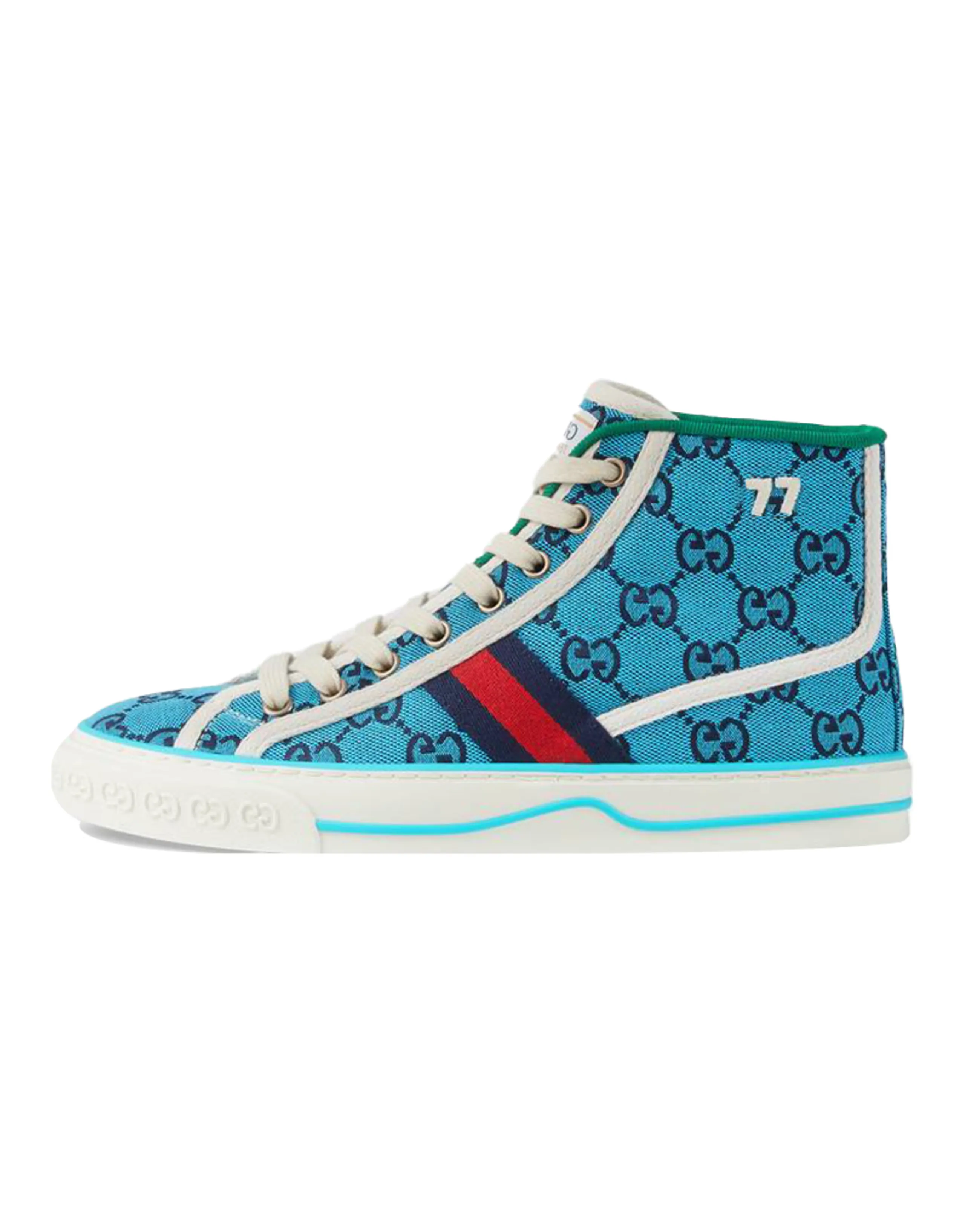 GUCCI Tennis 1977 Canvas Shoes Women's High-Top Blue