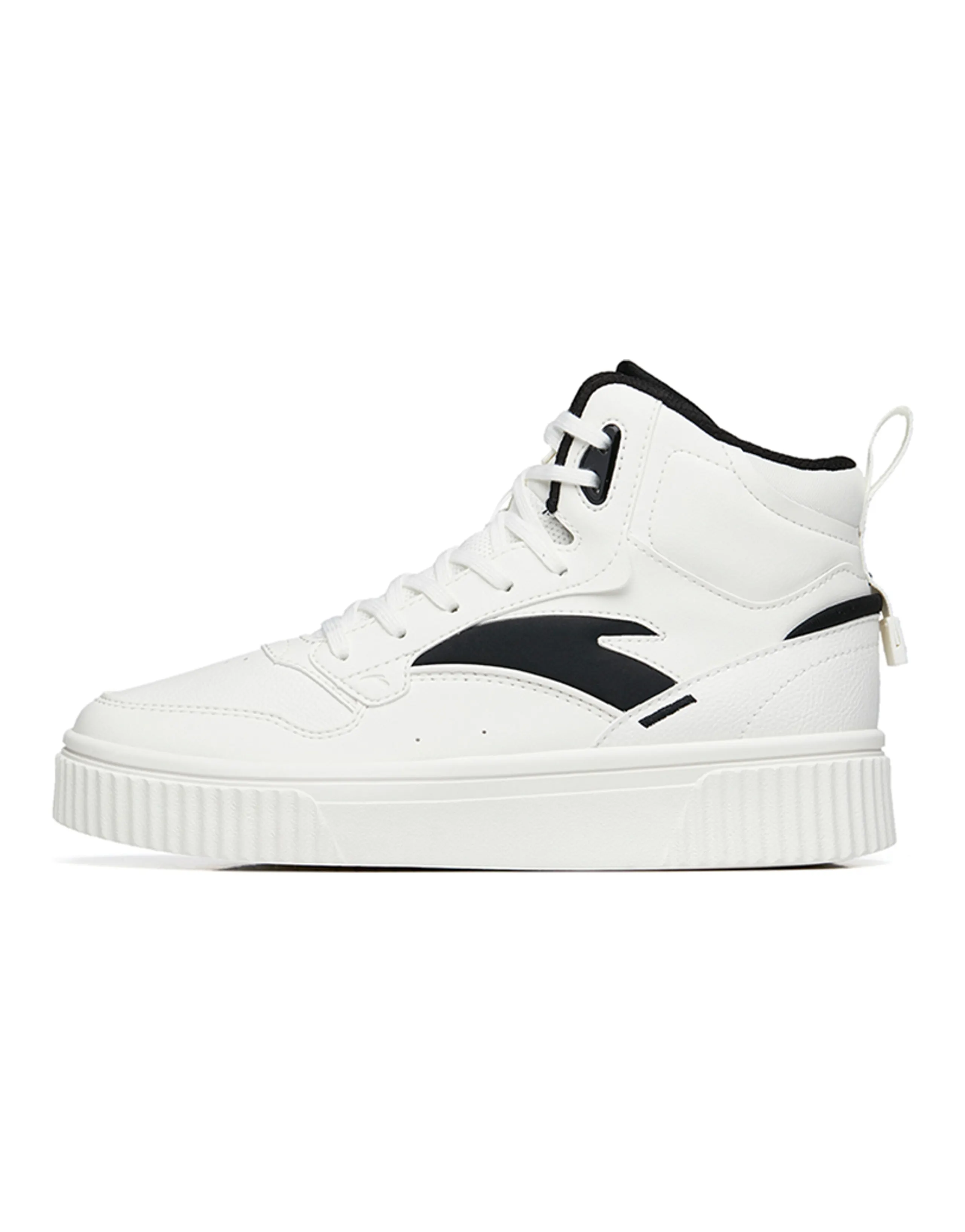ANTA Life Collection Skateboard Shoes Women's High-Top Ivory White Black