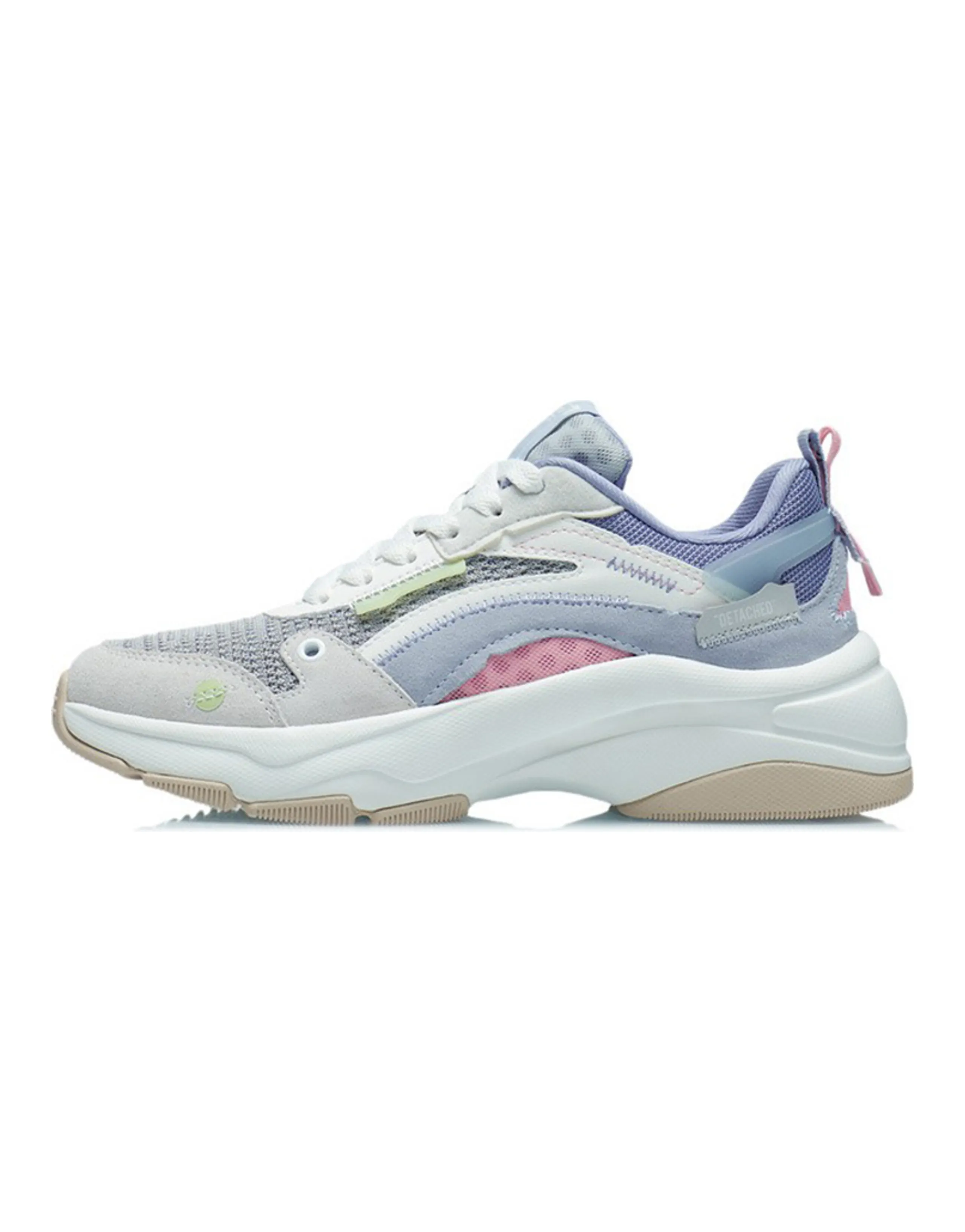 LiNing Cushioning Anti-Slip And Wear-Resistant Low-Top Casual Shoes Women's Gray White