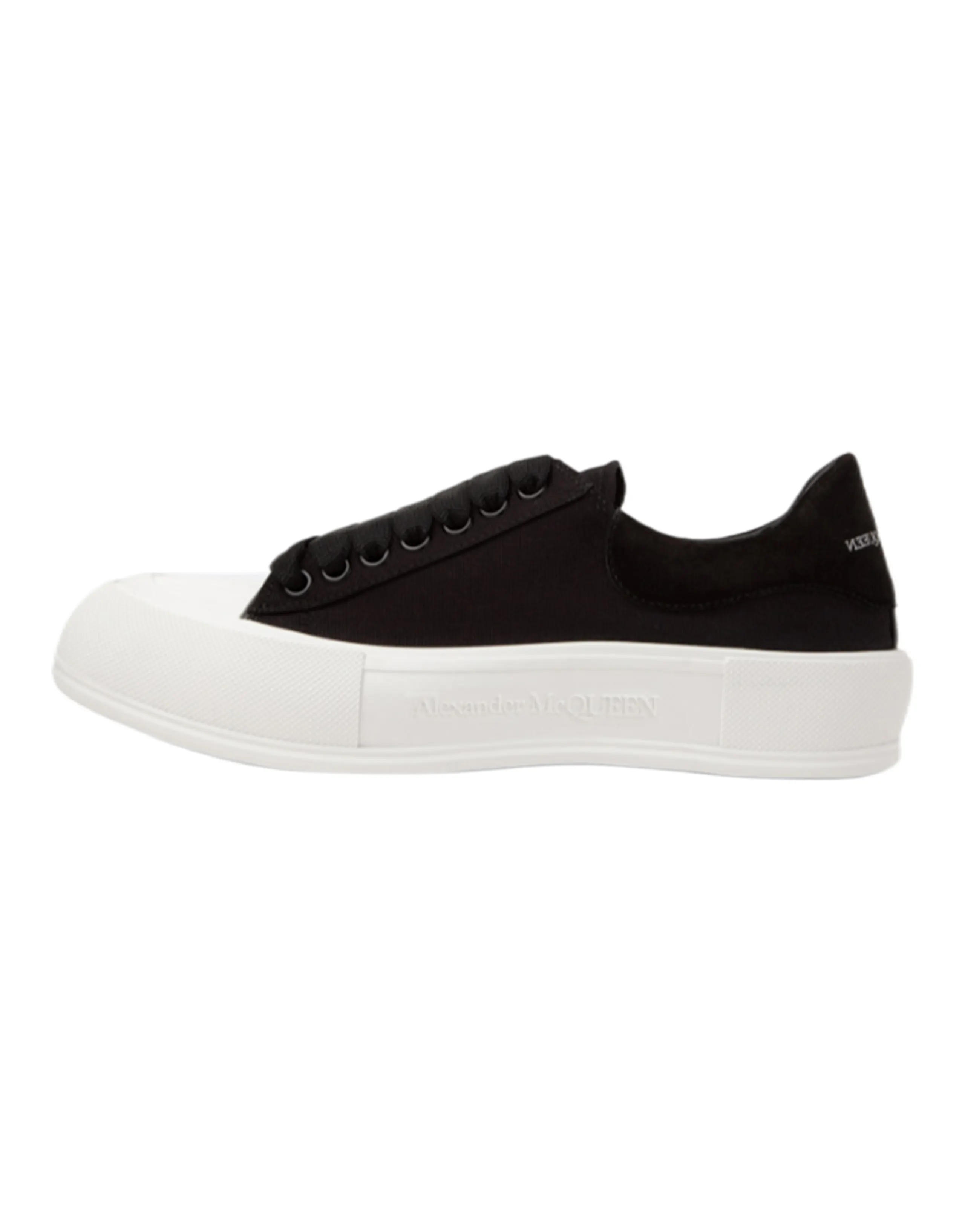 Alexander McQueen Deck Plimsoll Lace Up Trainers 'Black White'