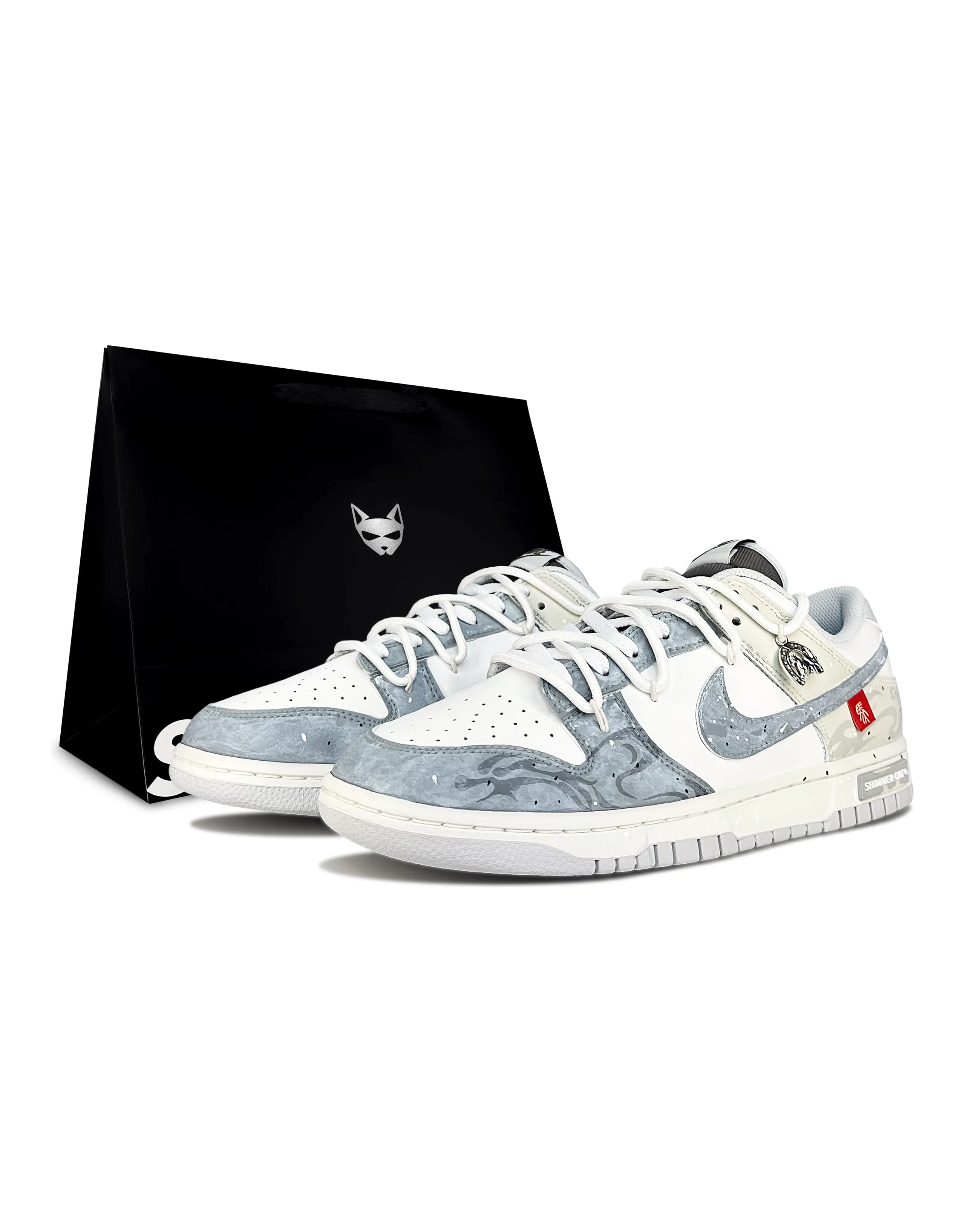 Nike Dunk Low 'Jade Smoke Steed' Custom Sneakers Unisex Silver Gray