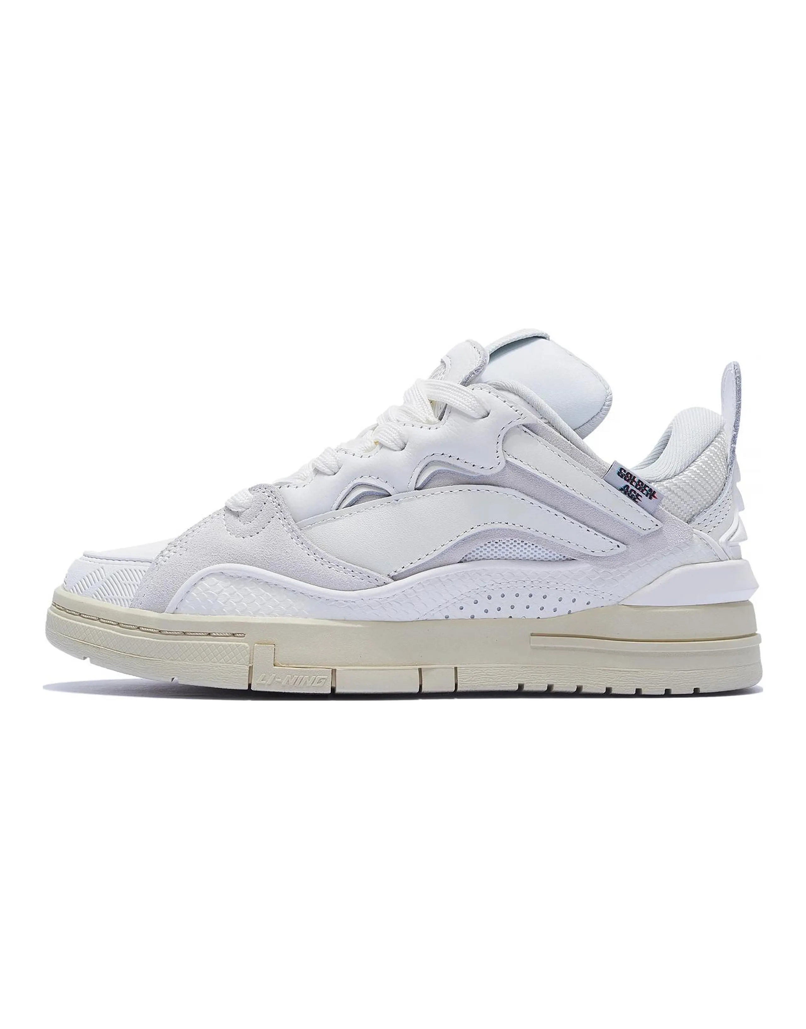 LiNing Wave Golden Anti-Slip Wear-Resistant Low-Top Skateboard Shoes Women's White