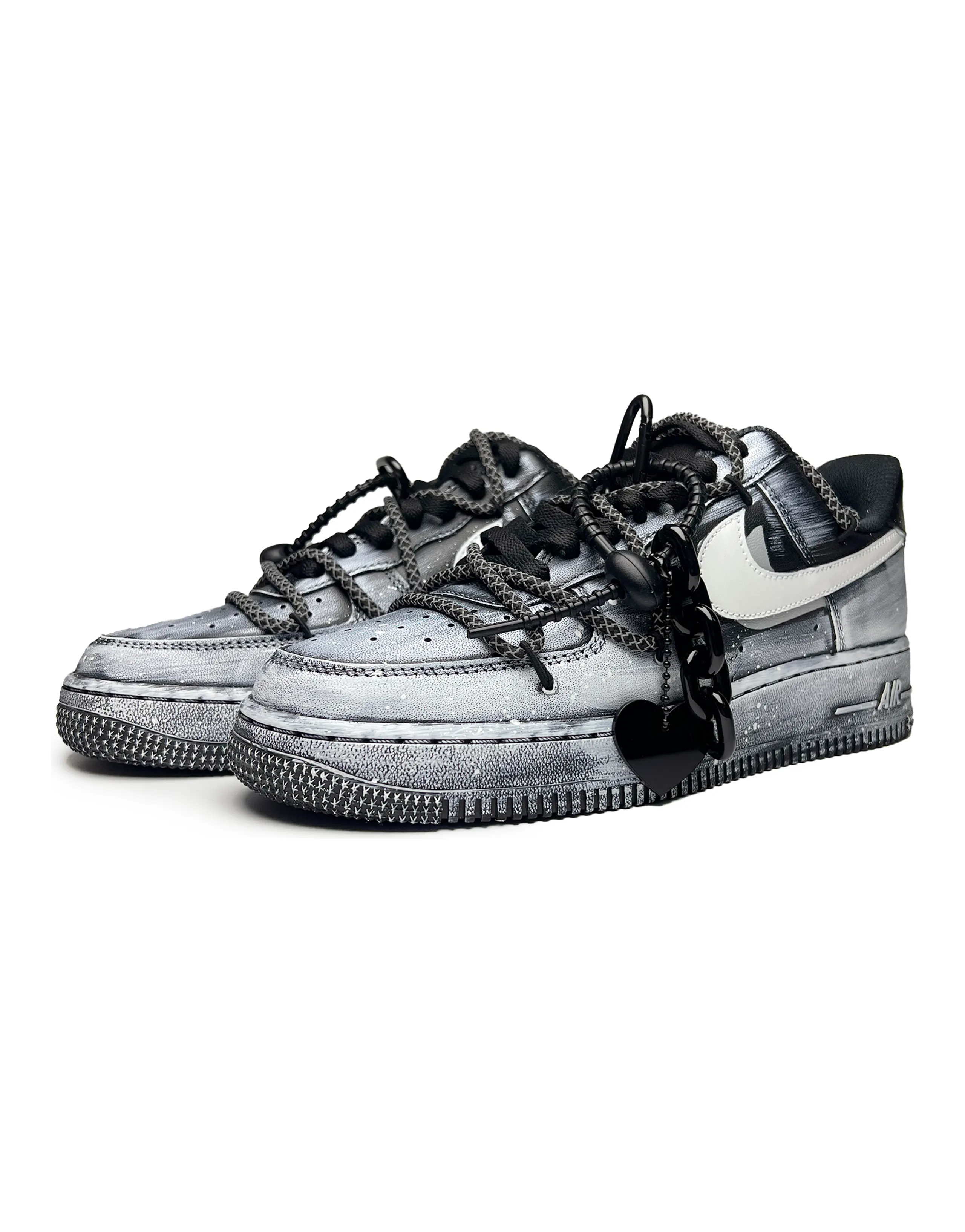 Nike Air Force 1 Magpie Bridge Falling Galaxy Low-Top Skateboard Shoes Women's Black White