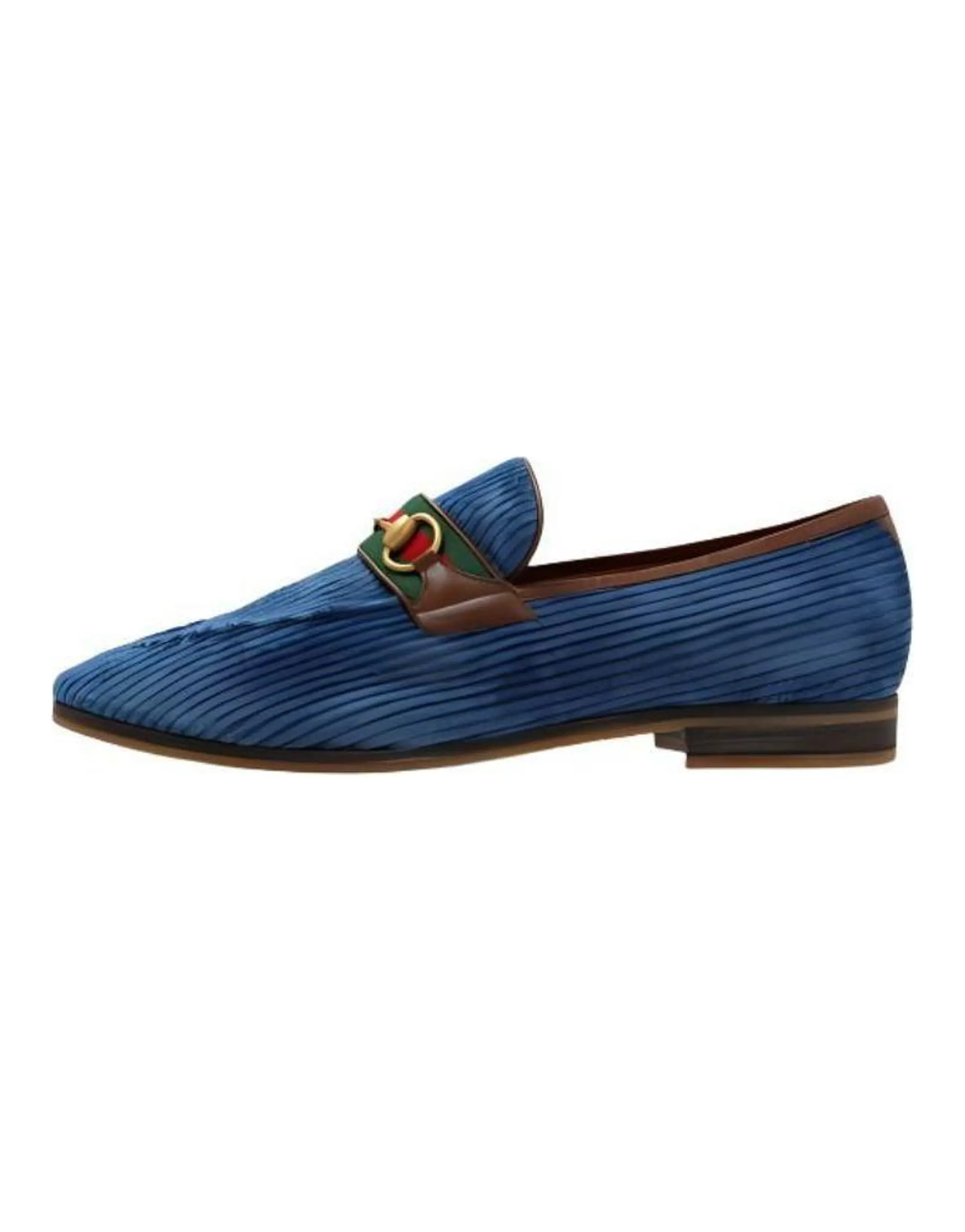 GUCCI Leather Comfortable Versatile Loafers Men's Blue