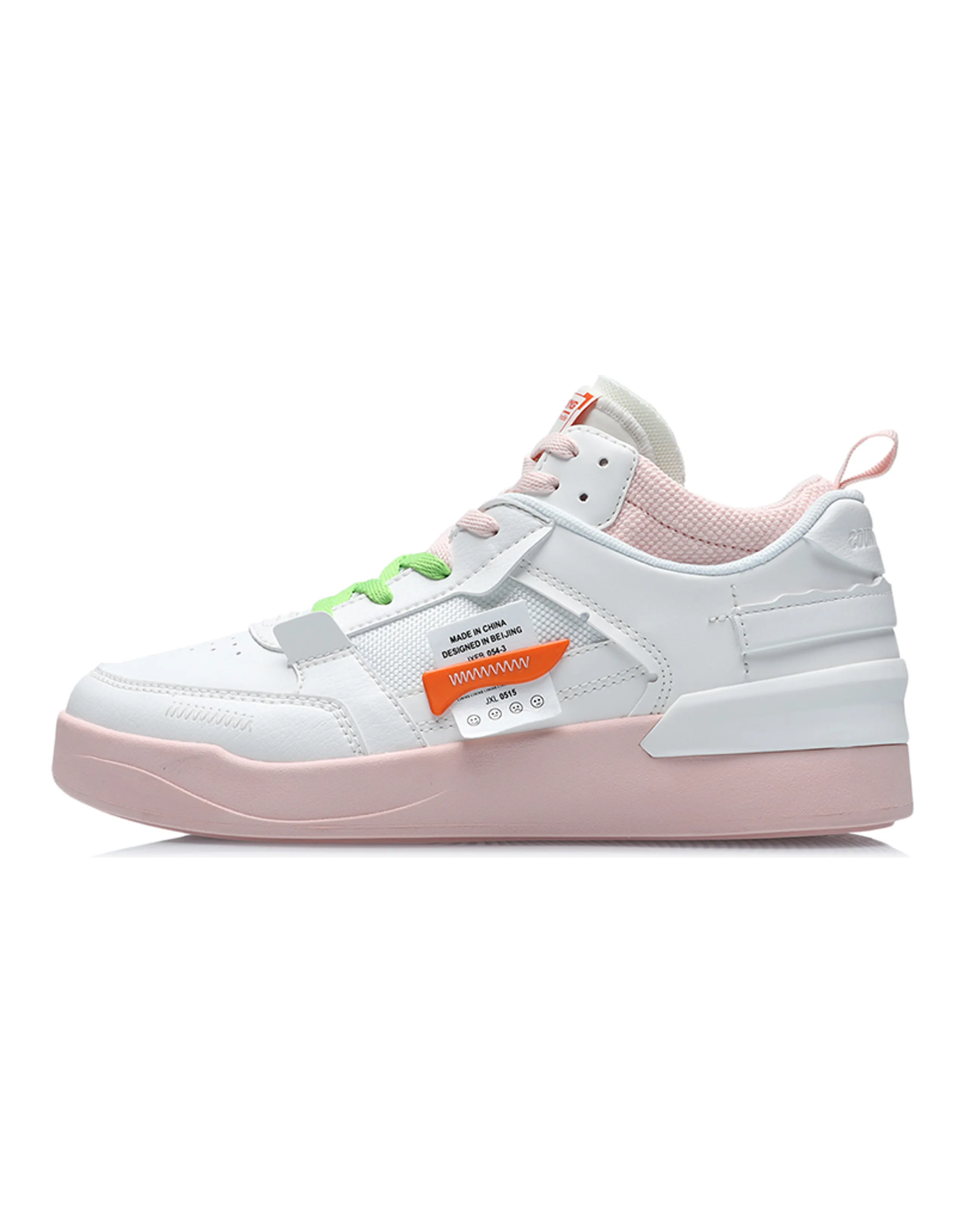 LiNing CF New Sequence Non-slip Lightweight Mid-Top Skateboard Shoes Women's White Pink