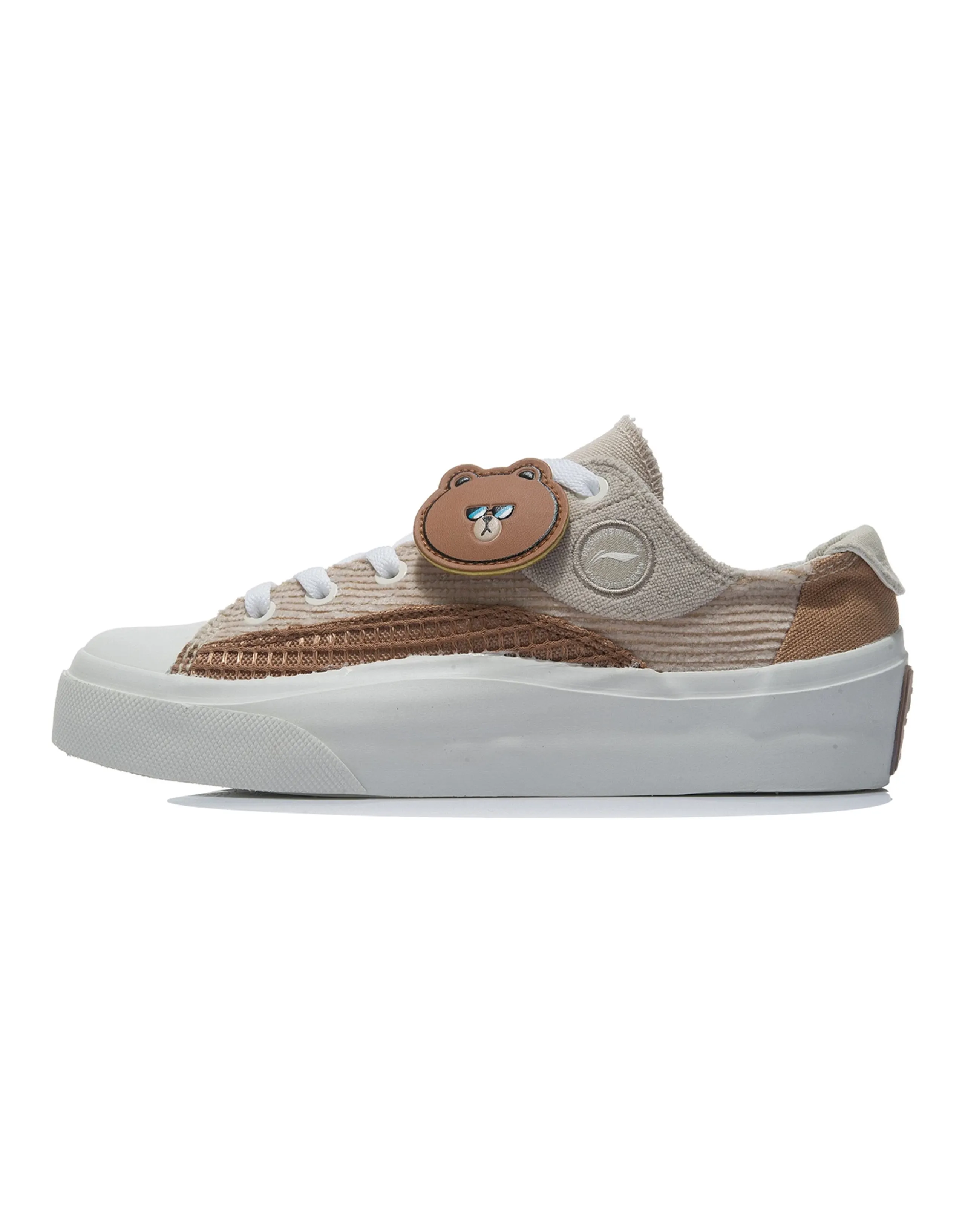 Line Friends X LINING Skateboard Shoes Women's Low Top Smoothie Brown/Oat Gray