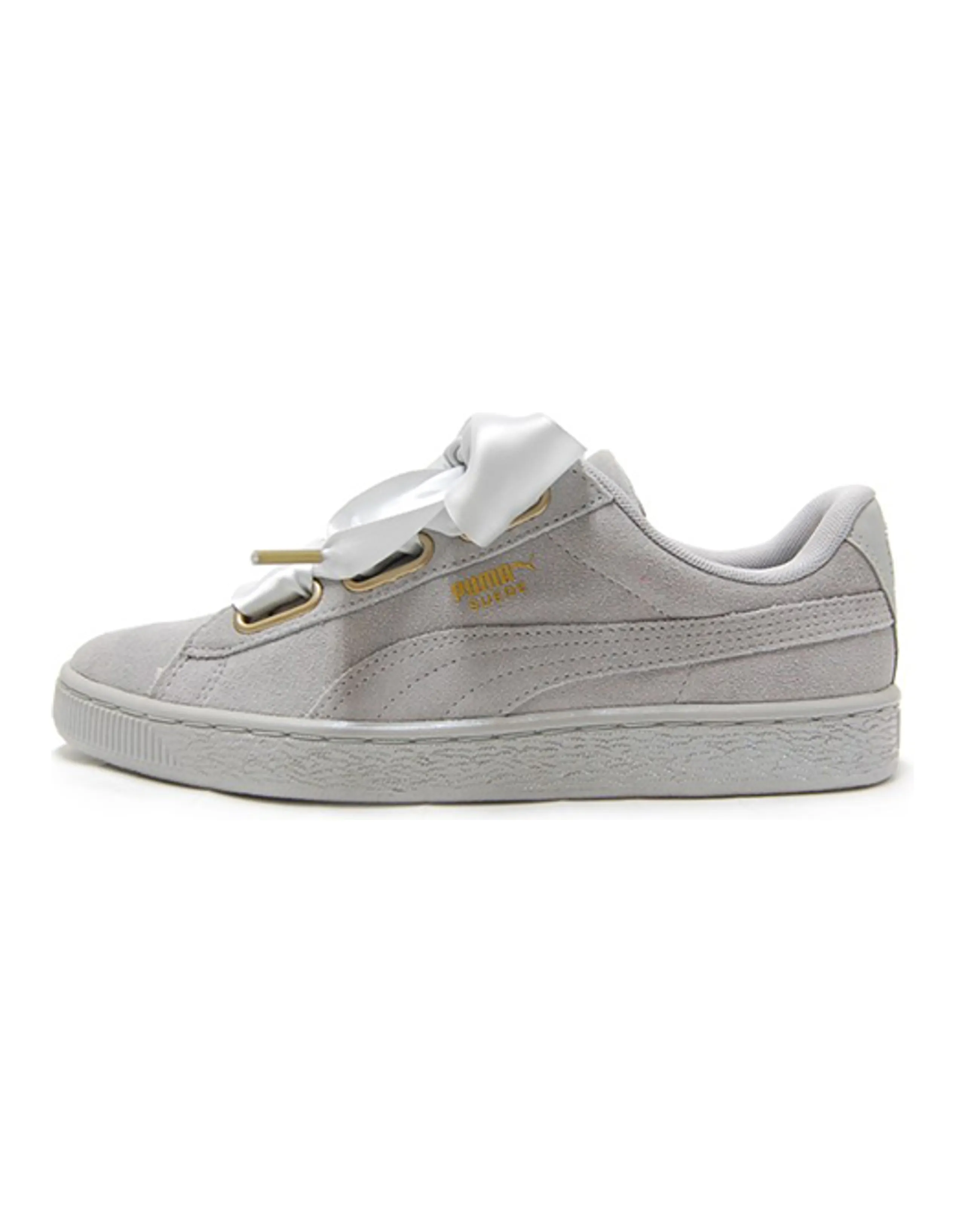 PUMA Suede Heart Satin Low Tops Skateboarding Shoes Unisex Gray