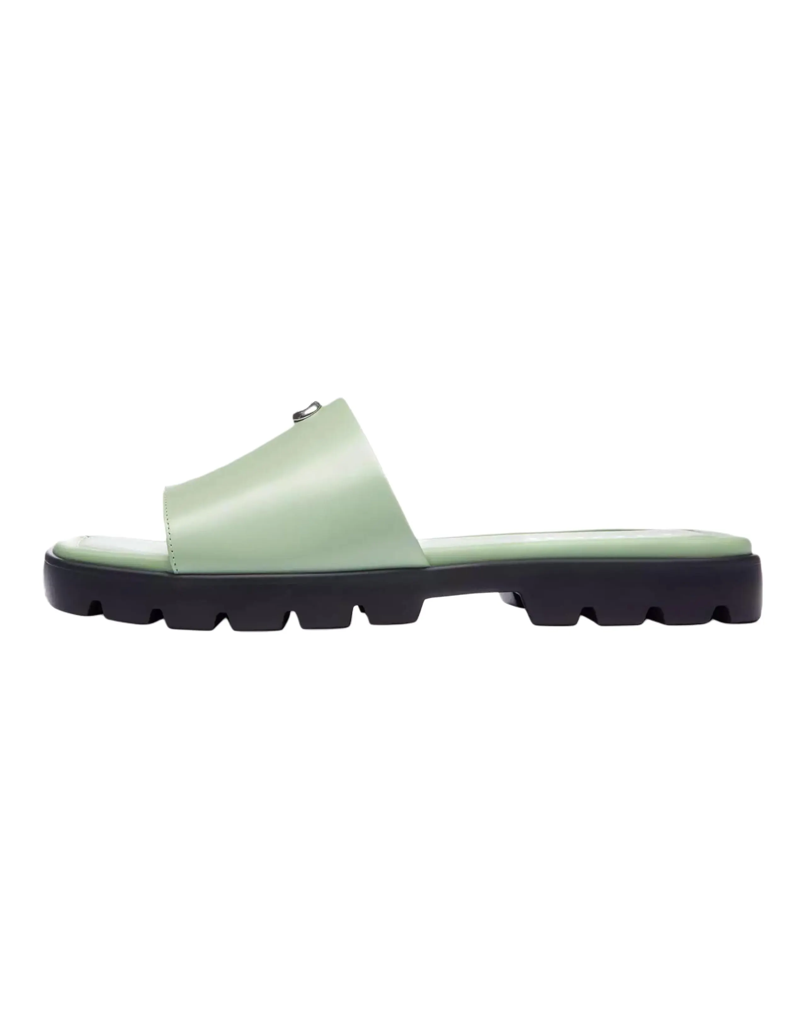 COACH Leather Square Toe Open-Toe Slide Sandals Women's Green