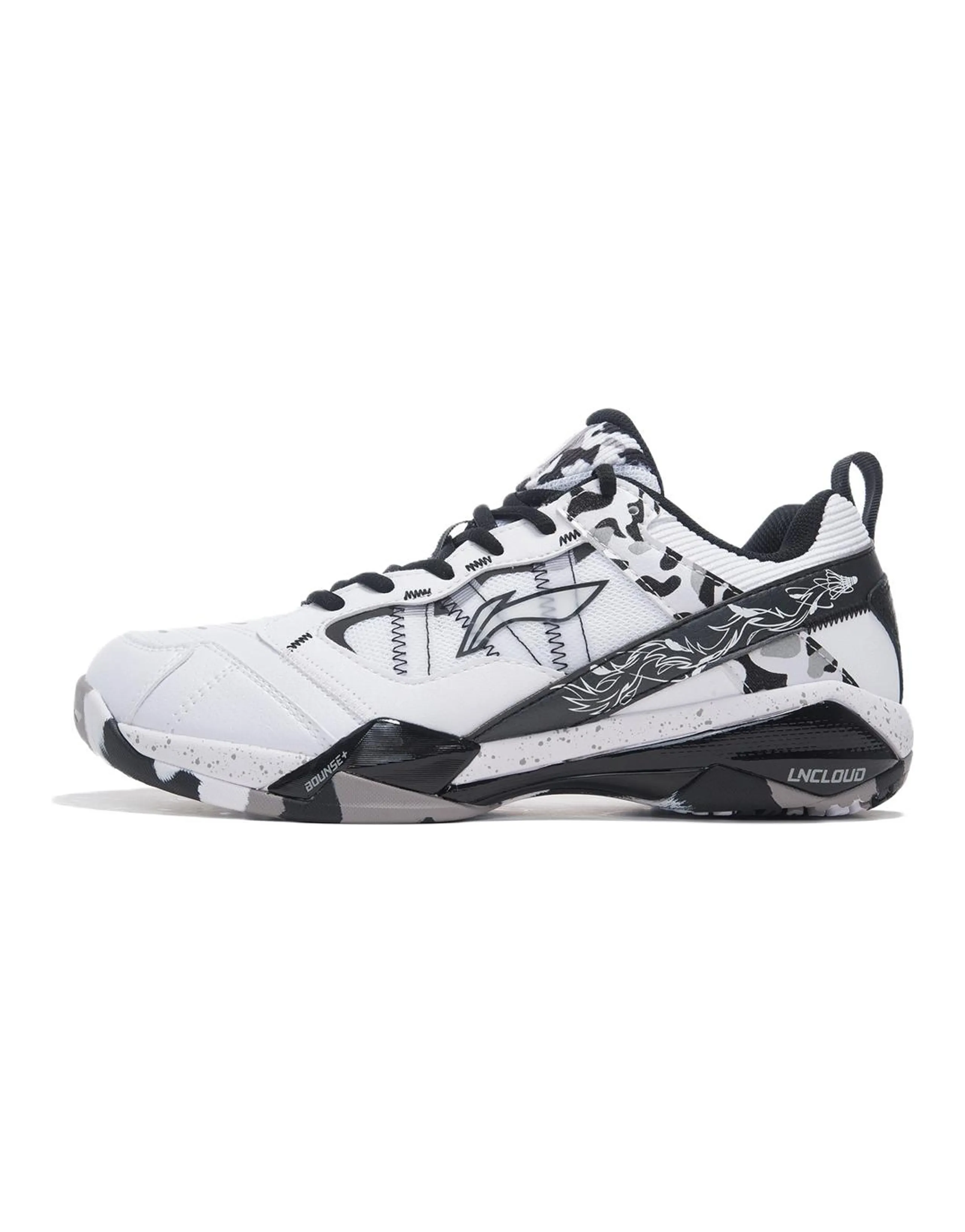 LiNing Cushioning Wear Resistant Support Rebound Low Top Badminton Shoes White Black