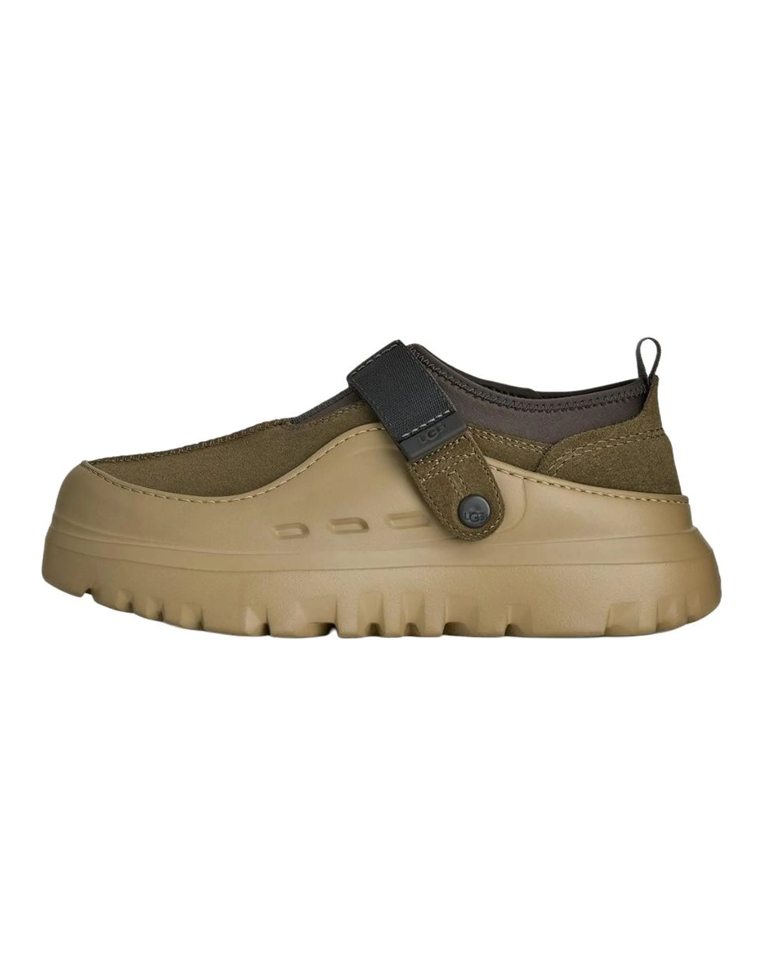 UGG PeakMod Lowcut Cow Split Leather Fashion Round Toe Low-Top Casual Shoes Men's Dark Olive