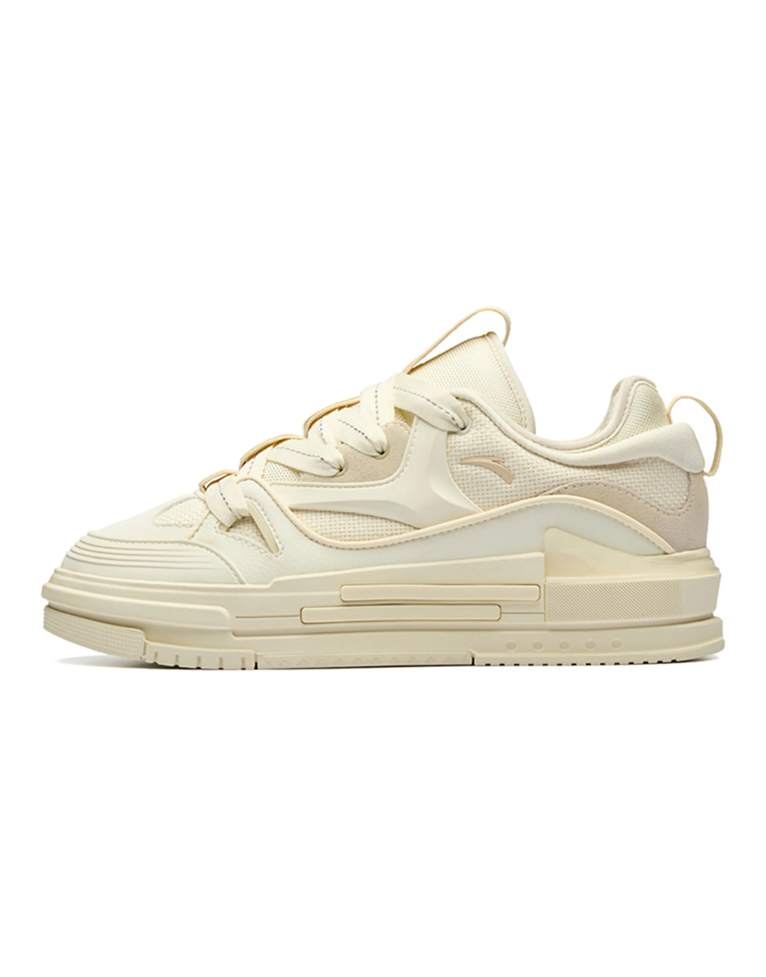 Anta Bump Puffy Shoes Slip-Resistant Low-Top Skateboard Shoes Men's Light Beige White