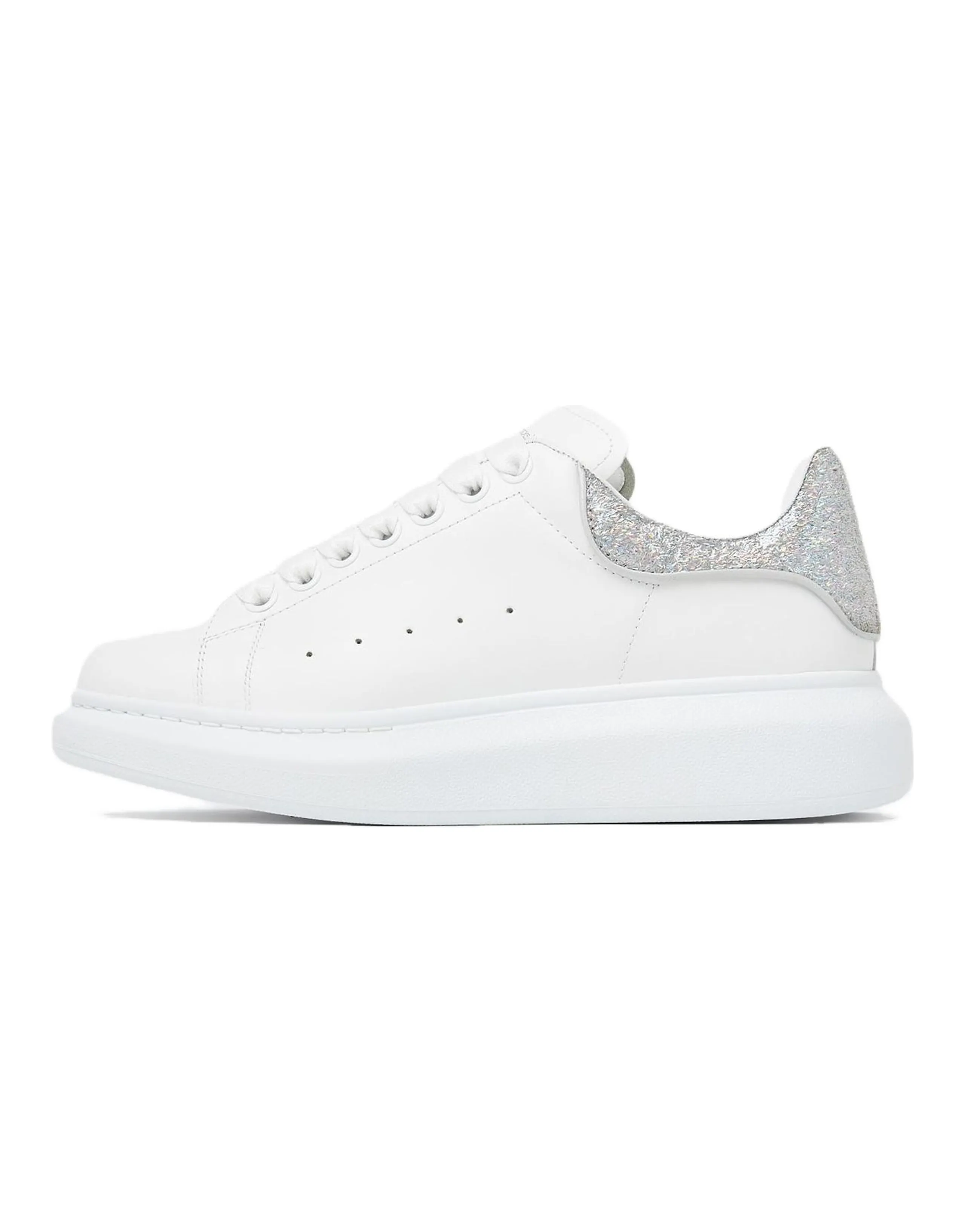 Alexander McQueen Oversized White Silver Glitter Women's