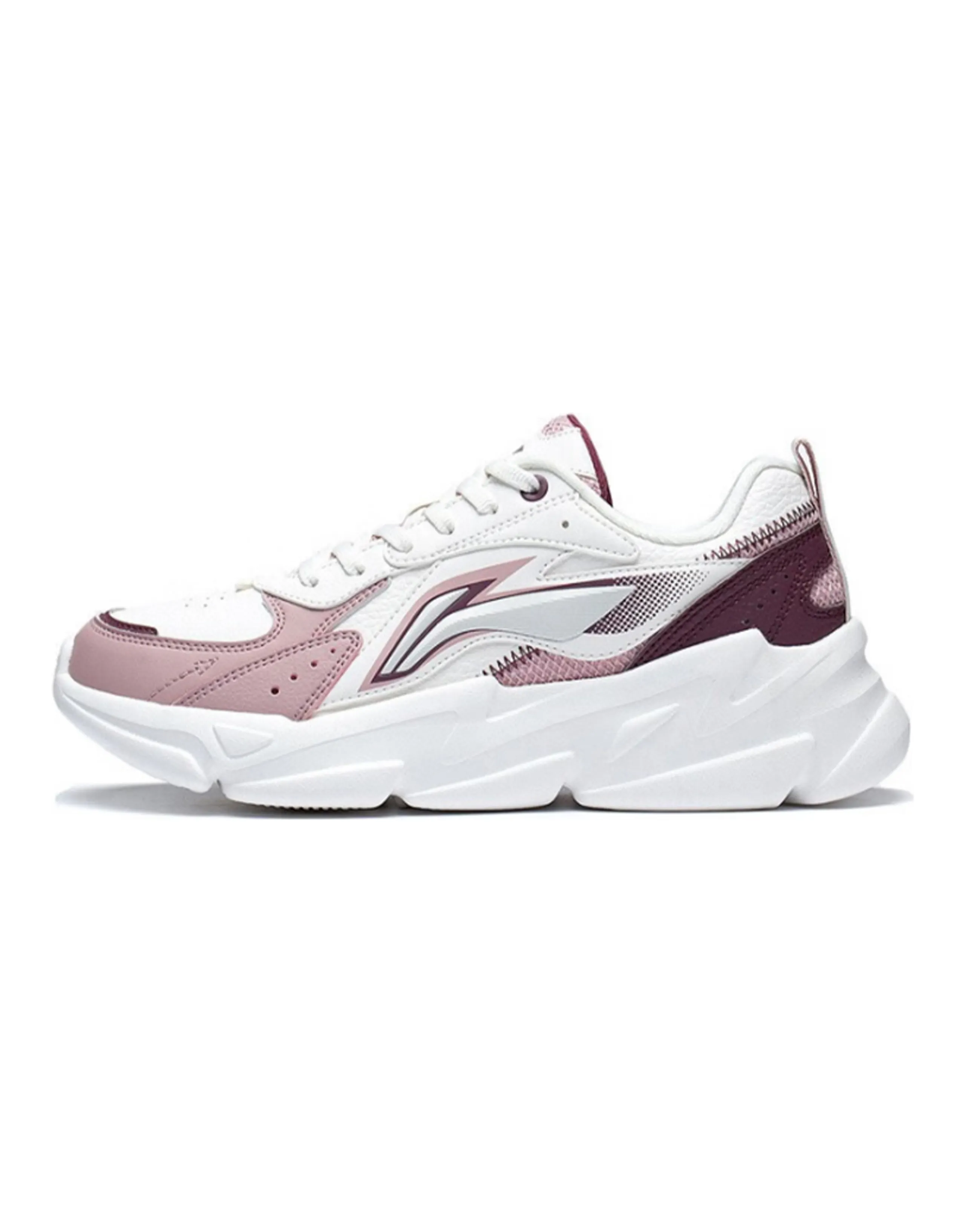 LiNing Low-Top Sports Casual Shoes Women's White Rose Red