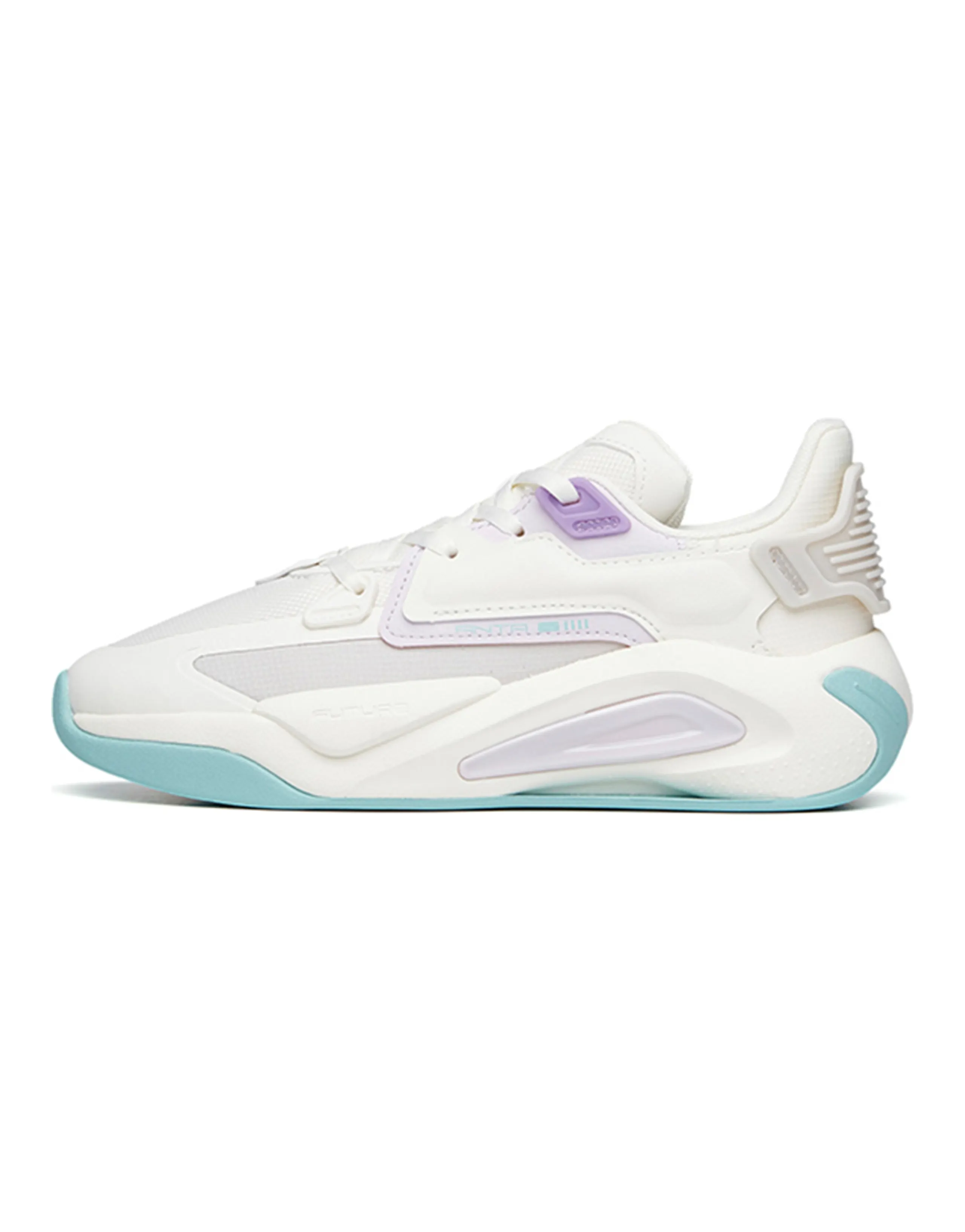 ANTA Skateboard Shoes Women's Low-Top Ivory White/Light Gray/Misty Purple