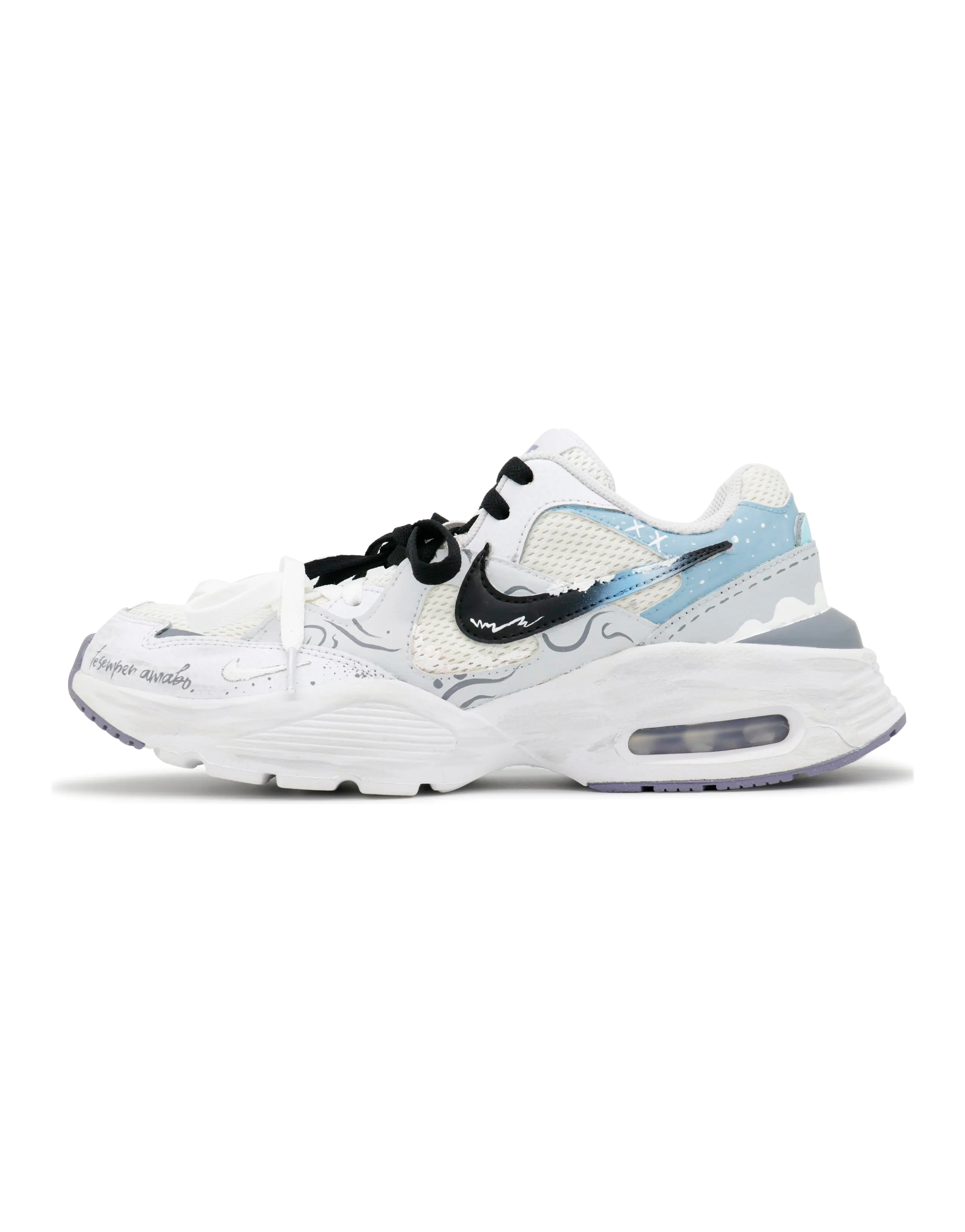 Nike Air Max Fusion Cushioned Slip-Resistant Low-Top Running Shoes Women's White Blue