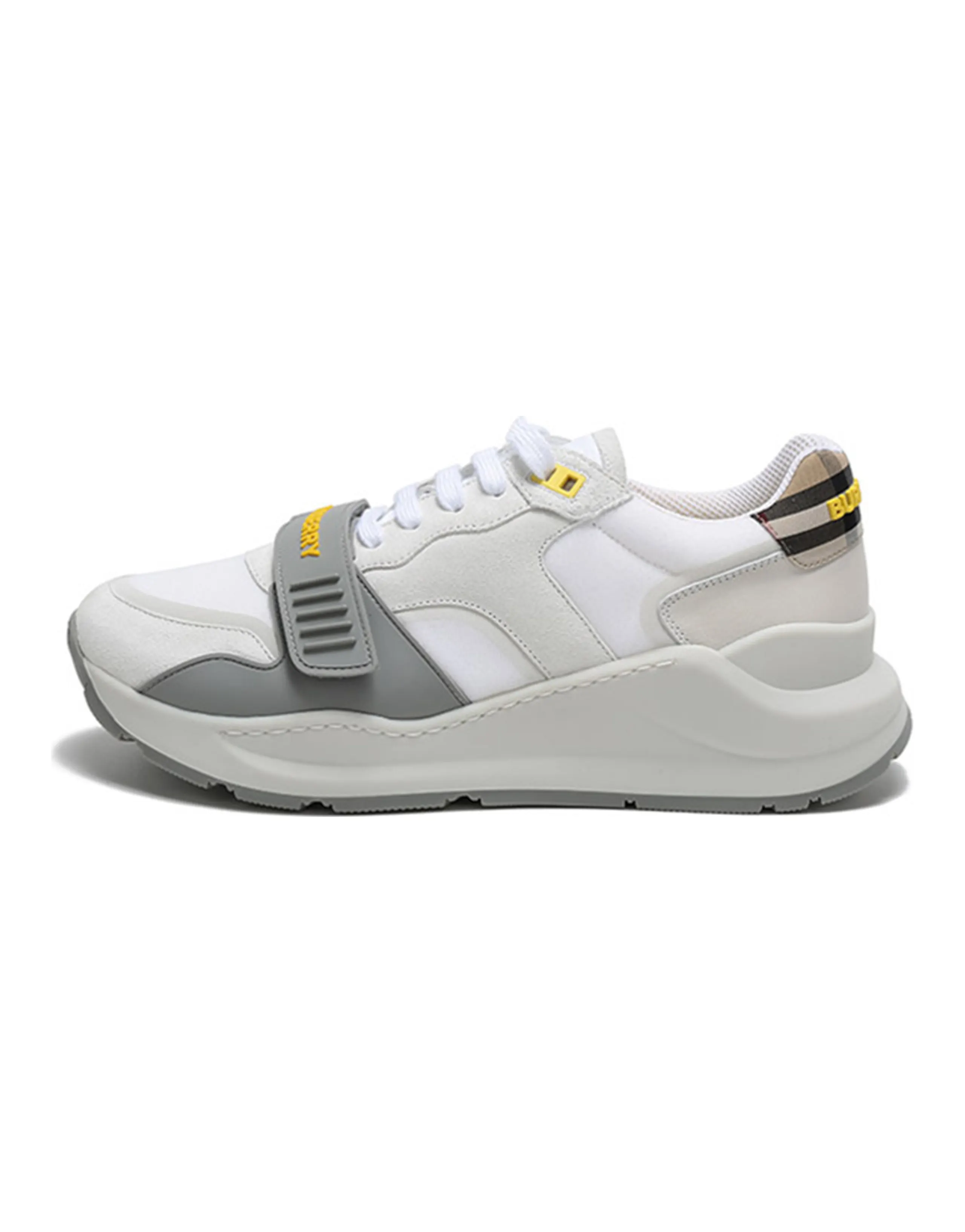 Burberry Vintage Non-slip Lightweight Low-Top Athletic Shoes Men's White Gray