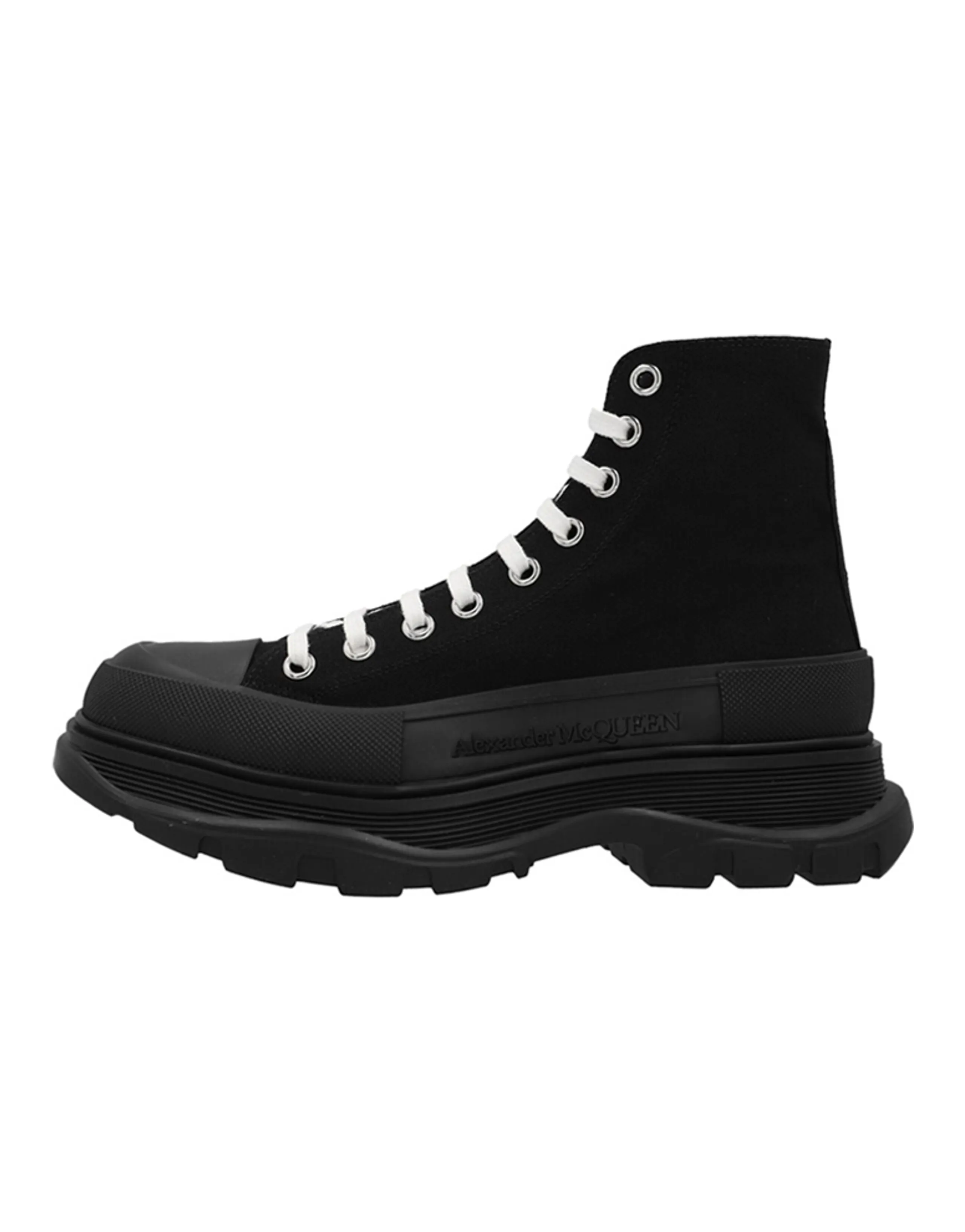 Alexander McQueen Tread Slick Canvas High Top Sneakers 'Black White'
