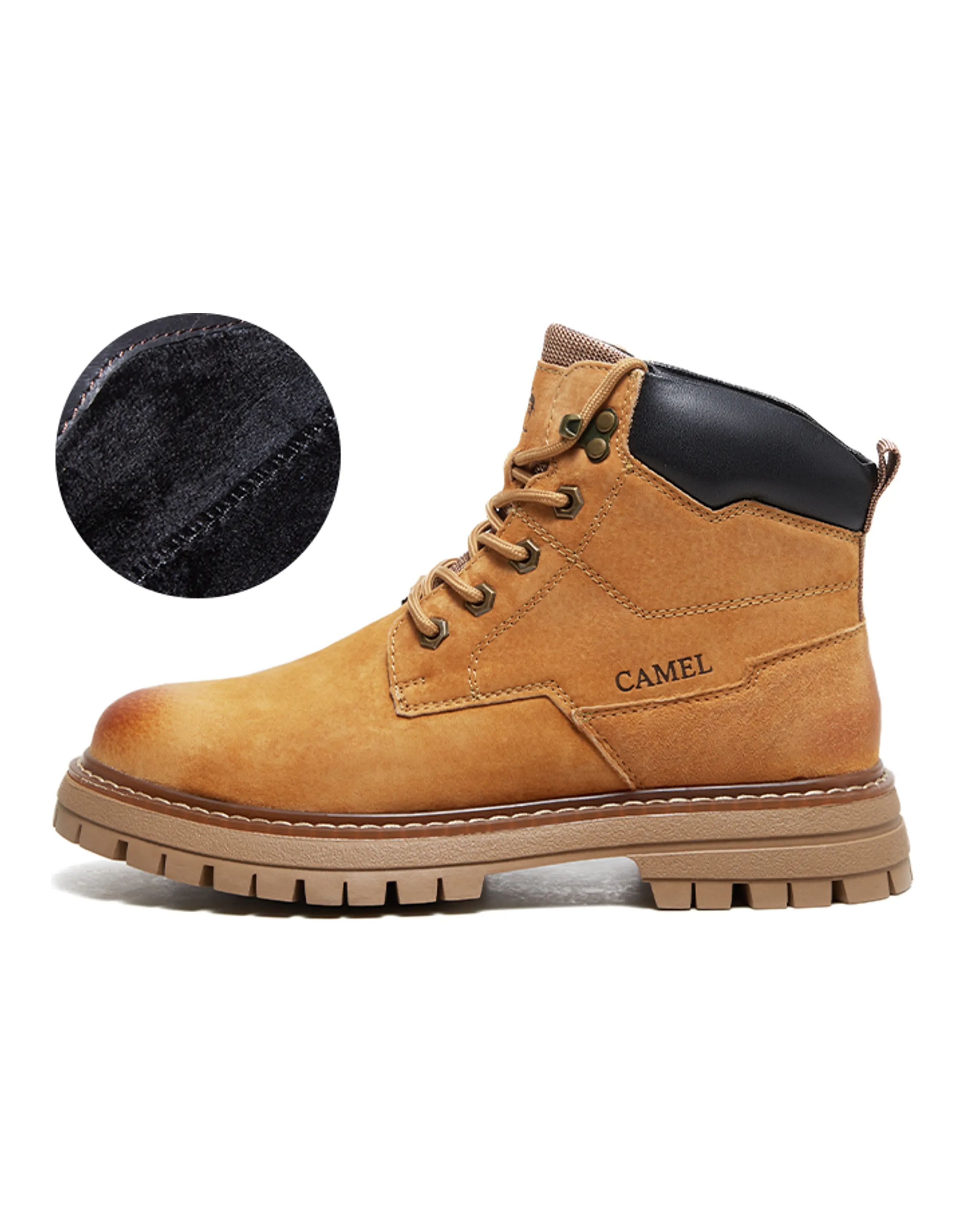 CAMEL Short Outdoor Boots Men's Fleece-Lined