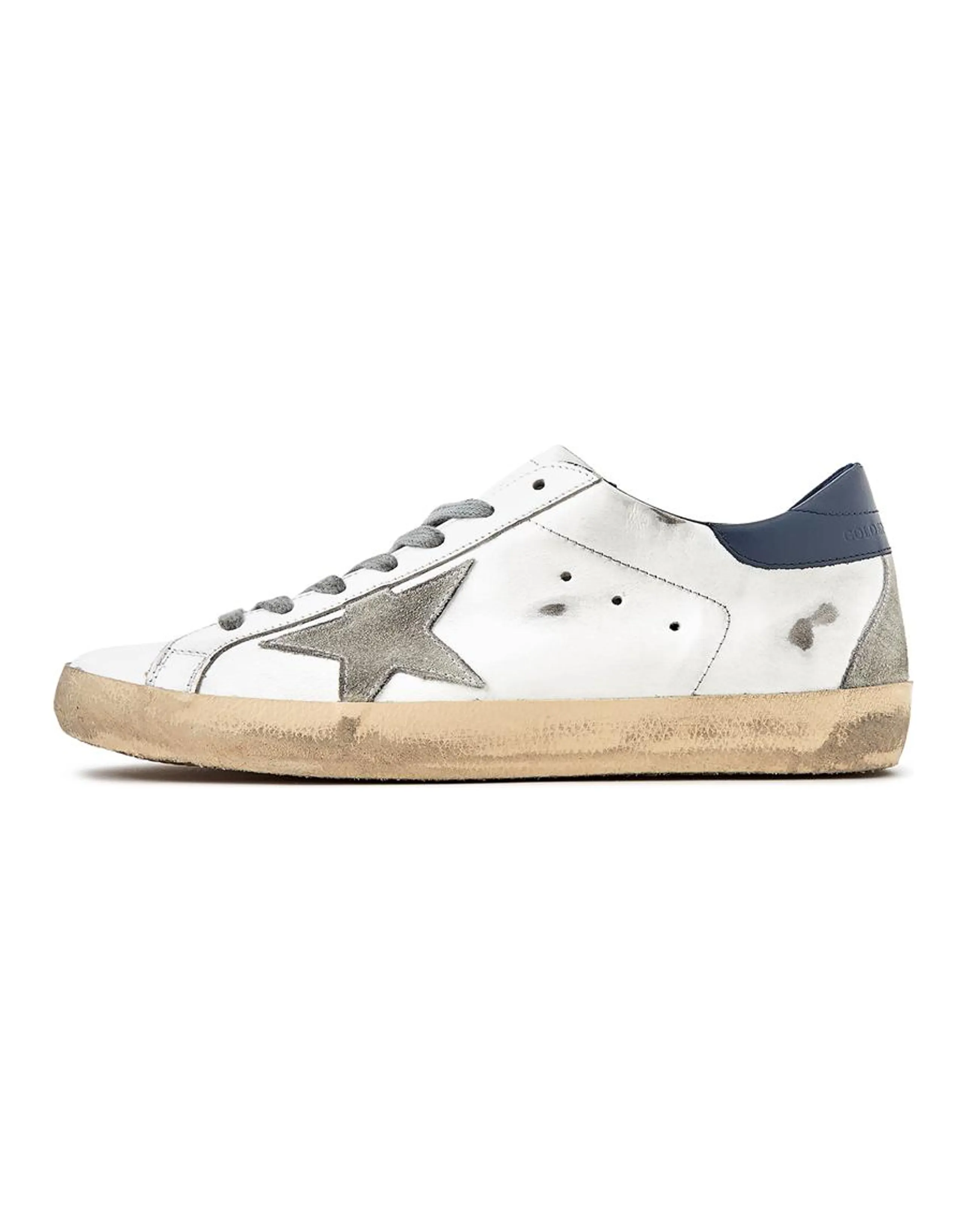 Golden Goose Super-Star White Royal Blue Grey Suede Patch