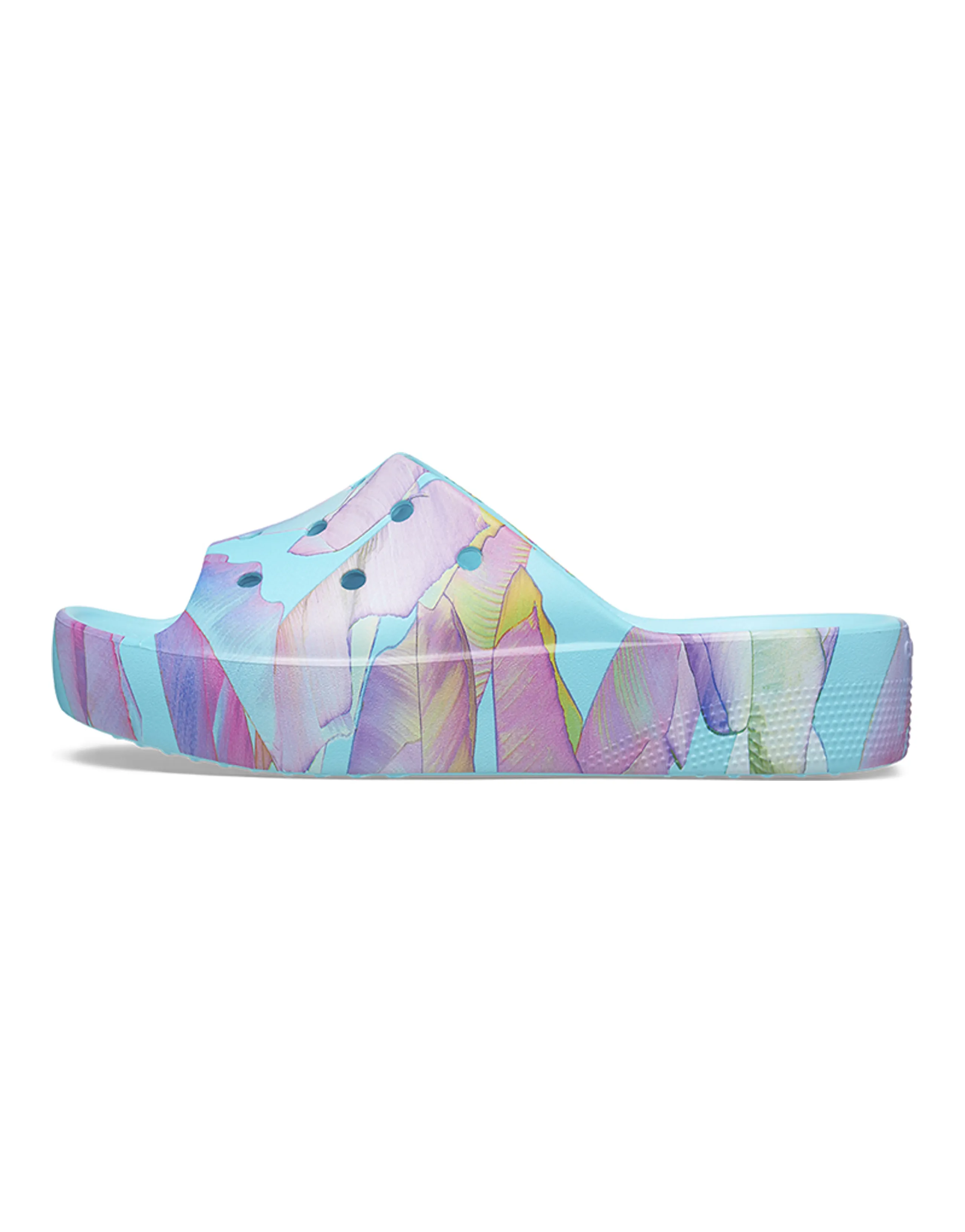 Crocs Classic Platform Palm Print Slide 'Blue Multi Color' Women's
