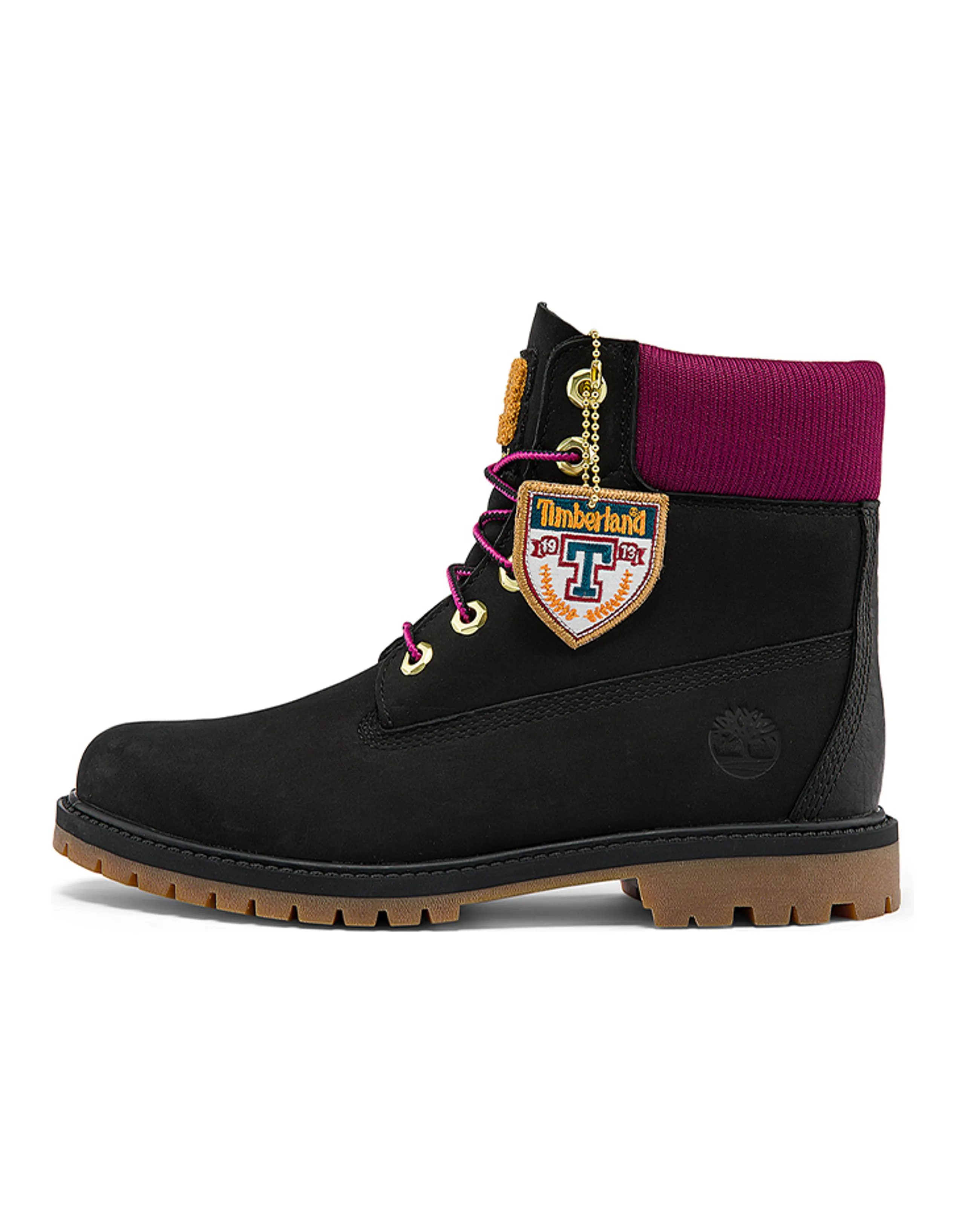 Timberland Heritage 6 Inch Waterproof Boots 'Black Nubuck With Pink' Women's