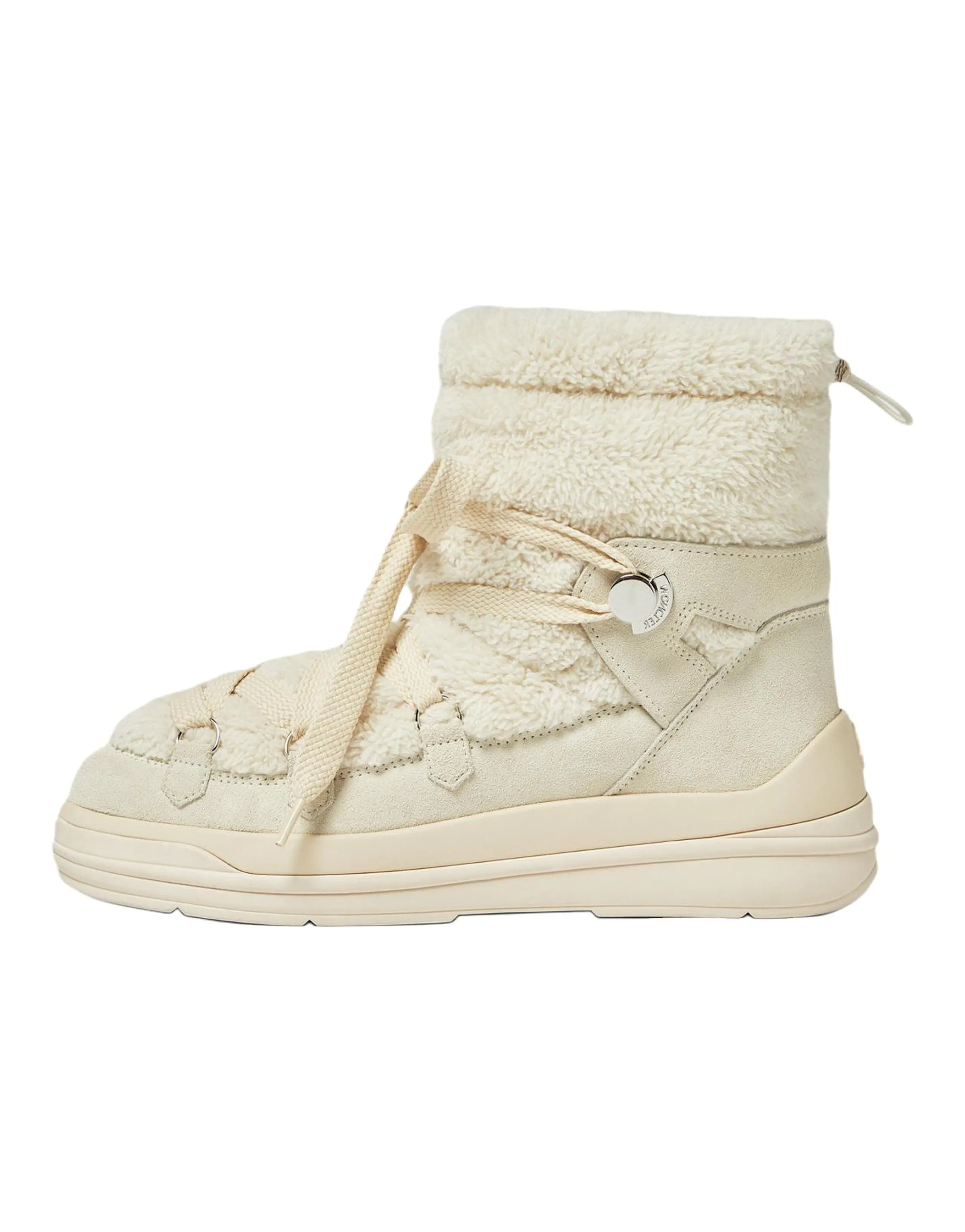 Moncler Insolux Suede Drawstring Short Snow Boots Women's White