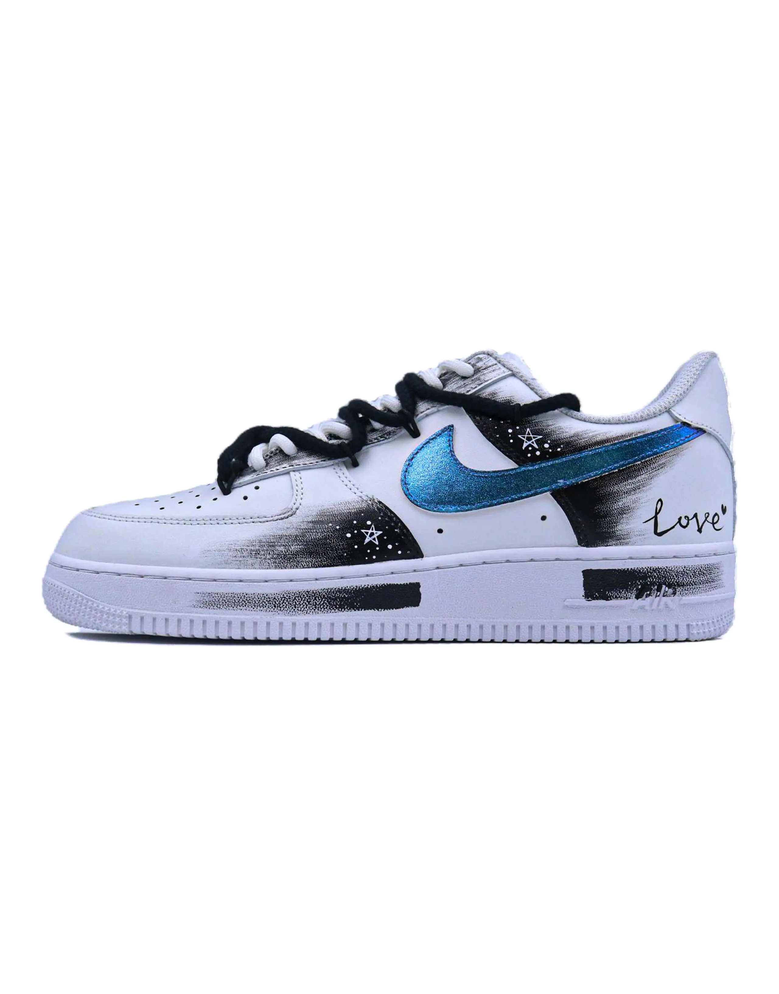 Custom Sneakers Nike Air Force 1 'Novelty Point' Splatter Galaxy Trendy Starry Sky Personality Hand-Painted Graffiti Gradient Comfortable Versatile Wear-Resistant Low-Top Skate Shoes Unisex White Blue Black