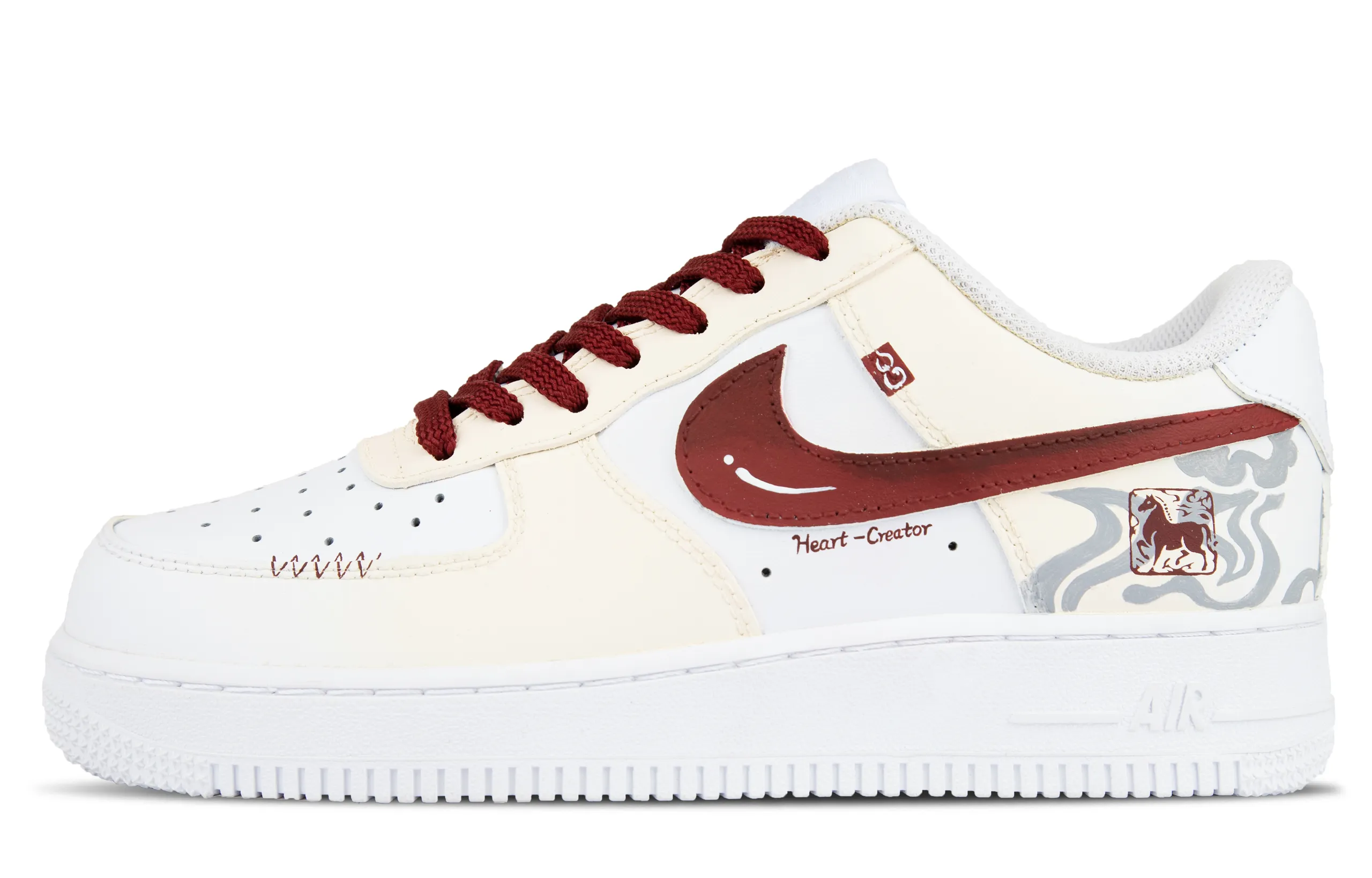 Белый/винно-красный